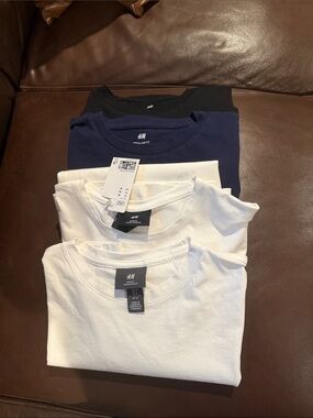 H&M White Crew Neck Short Sleeve Tee 4 for 30$